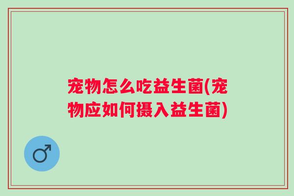 宠物怎么吃益生菌(宠物应如何摄入益生菌)