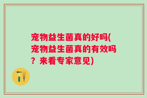 宠物益生菌真的好吗(宠物益生菌真的有效吗?来看专家意见) 宠物益生菌真的好吗(宠物益生菌真的有效吗?来看专家意见)