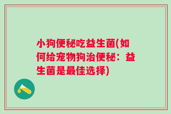 小狗便秘吃益生菌(如何给宠物狗治便秘：益生菌是最佳选择)