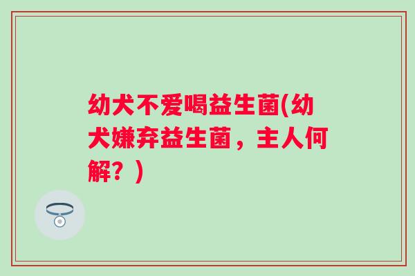 幼犬不爱喝益生菌(幼犬嫌弃益生菌，主人何解？)