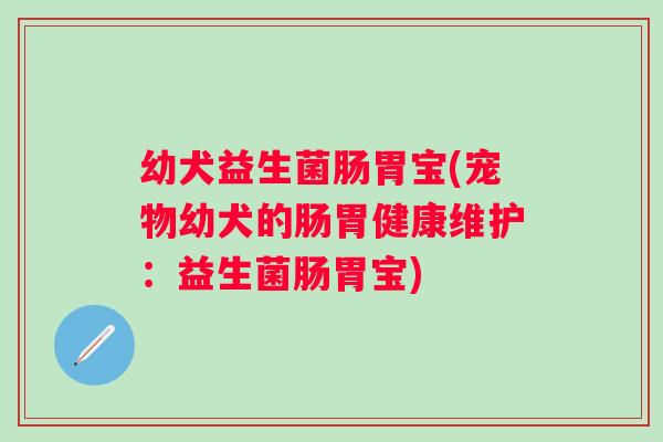 幼犬益生菌肠胃宝(宠物幼犬的肠胃健康维护：益生菌肠胃宝)