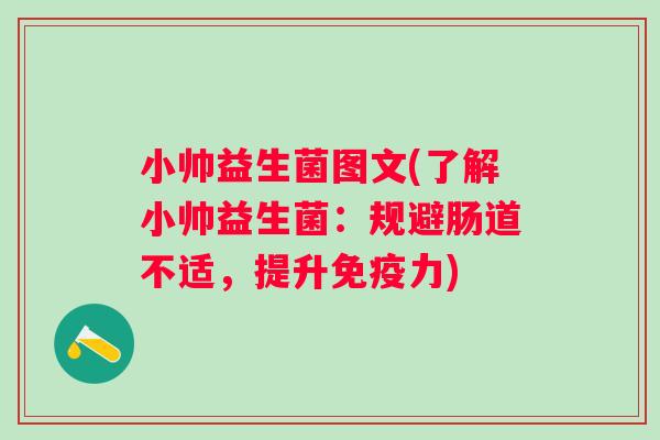 小帅益生菌图文(了解小帅益生菌：规避肠道不适，提升力)