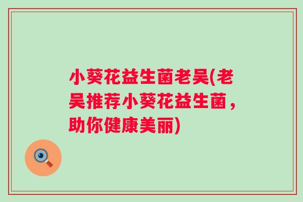 小葵花益生菌老吴(老吴推荐小葵花益生菌，助你健康美丽)