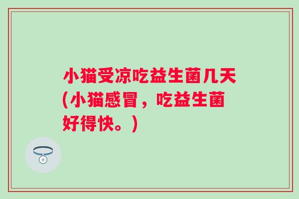 小猫受凉吃益生菌几天(小猫，吃益生菌好得快。)