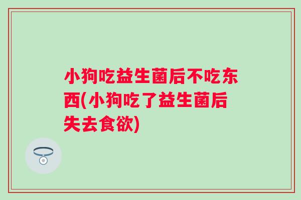 小狗吃益生菌后不吃东西(小狗吃了益生菌后失去) 小狗吃益生菌后不吃东西(小狗吃了益生菌后失去)
