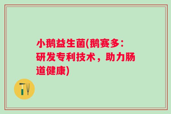 小鹅益生菌(鹅赛多:研发专利技术,助力肠道健康) 小鹅益生菌(鹅赛多:研发专利技术,助力肠道健康)