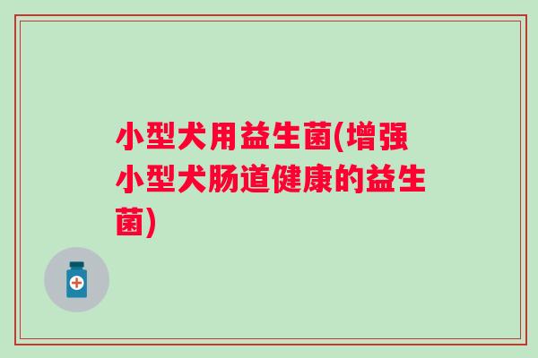 小型犬用益生菌(增强小型犬肠道健康的益生菌)