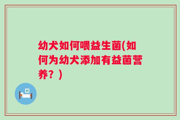 幼犬如何喂益生菌(如何为幼犬添加有益菌营养?) 幼犬如何喂益生菌(如何为幼犬添加有益菌营养?)