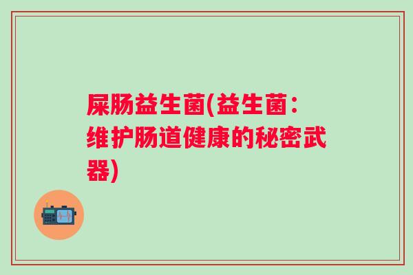 屎肠益生菌(益生菌：维护肠道健康的秘密武器)