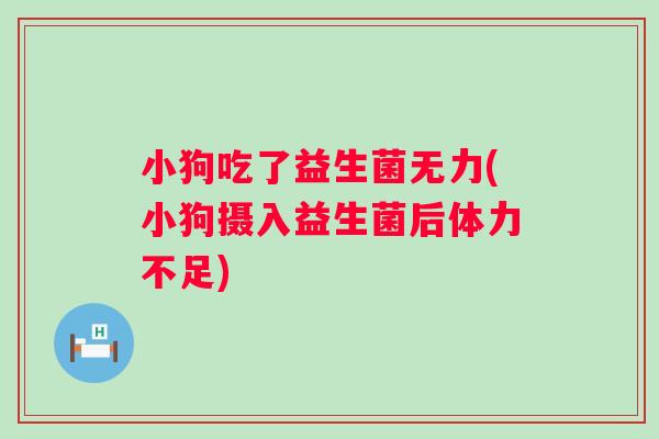 小狗吃了益生菌无力(小狗摄入益生菌后体力不足) 小狗吃了益生菌无力(小狗摄入益生菌后体力不足)