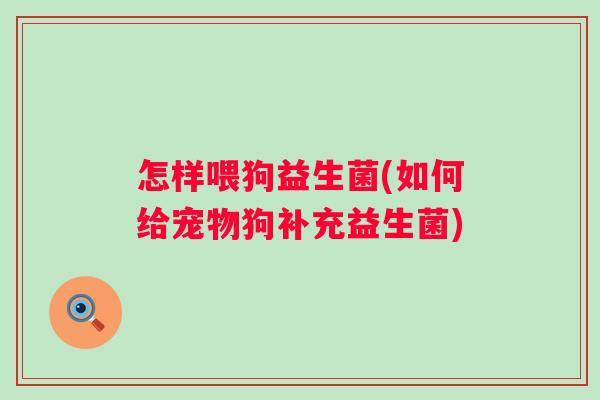 怎样喂狗益生菌(如何给宠物狗补充益生菌) 怎样喂狗益生菌(如何给宠物狗补充益生菌)