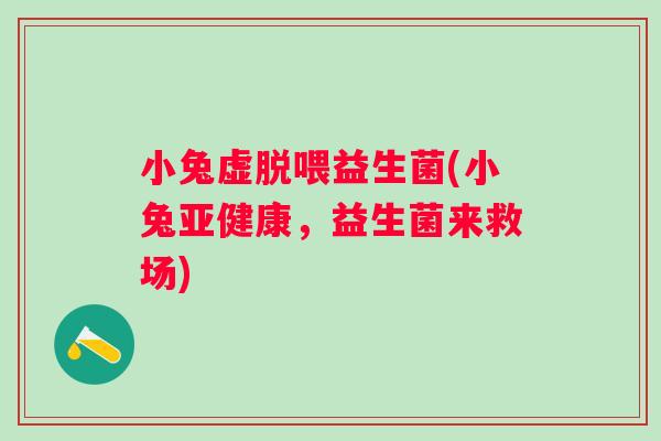 小兔虚脱喂益生菌(小兔,益生菌来救场) 小兔虚脱喂益生菌(小兔,益生菌来救场)