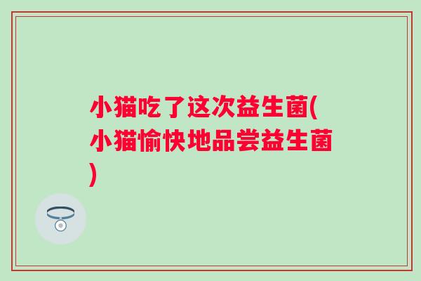 小猫吃了这次益生菌(小猫愉快地品尝益生菌)