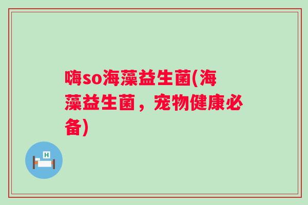 嗨so海藻益生菌(海藻益生菌，宠物健康必备)