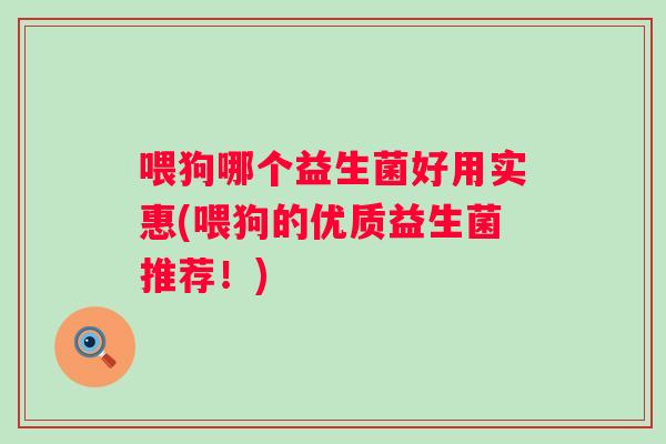 喂狗哪个益生菌好用实惠(喂狗的优质益生菌推荐！)