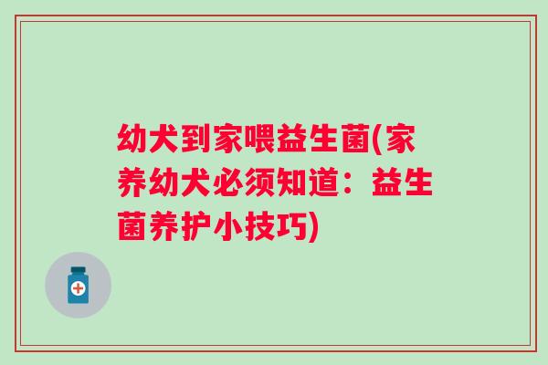 幼犬到家喂益生菌(家养幼犬必须知道：益生菌养护小技巧)