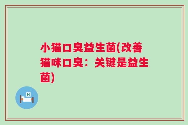 小猫益生菌(改善猫咪：关键是益生菌)