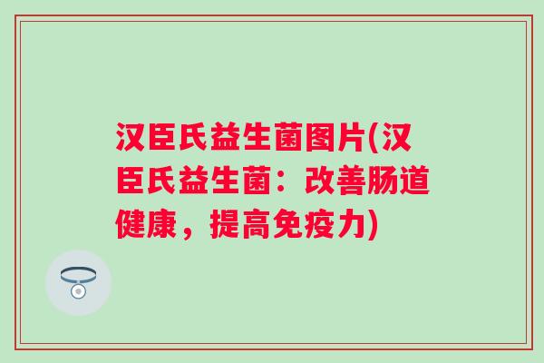 汉臣氏益生菌图片(汉臣氏益生菌：改善肠道健康，提高力)