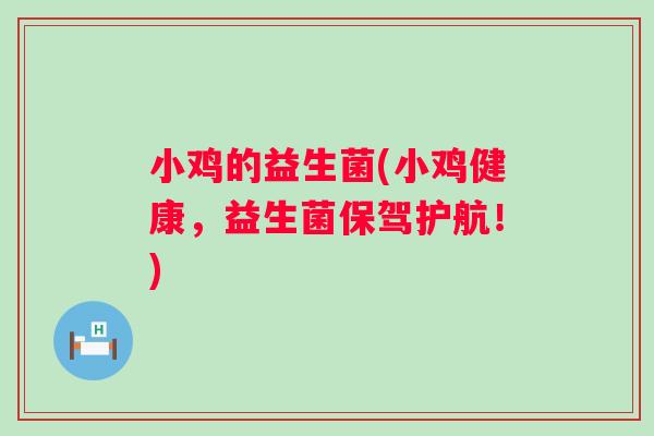 小鸡的益生菌(小鸡健康，益生菌保驾护航！)