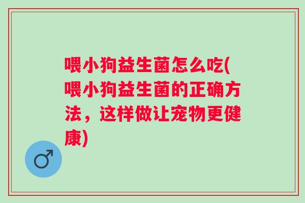 喂小狗益生菌怎么吃(喂小狗益生菌的正确方法,这样做让宠物更健康) 喂小狗益生菌怎么吃(喂小狗益生菌的正确方法,这样做让宠物更健康)