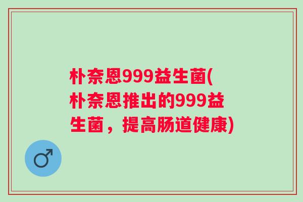 朴奈恩999益生菌(朴奈恩推出的999益生菌，提高肠道健康)