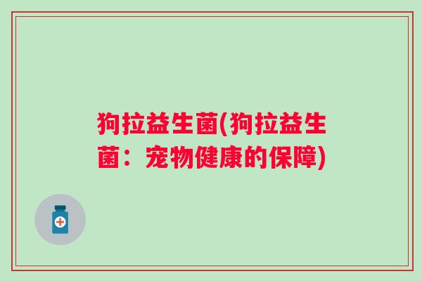 狗拉益生菌(狗拉益生菌：宠物健康的保障)