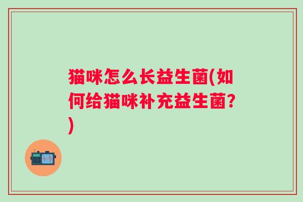 猫咪怎么长益生菌(如何给猫咪补充益生菌?) 猫咪怎么长益生菌(如何给猫咪补充益生菌?)