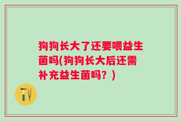狗狗长大了还要喂益生菌吗(狗狗长大后还需补充益生菌吗？)