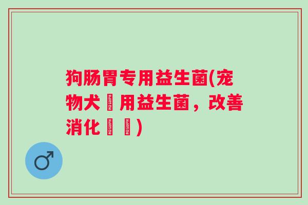 狗肠胃专用益生菌(宠物犬專用益生菌，改善消化問題)