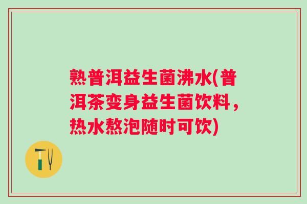熟普洱益生菌沸水(普洱茶变身益生菌饮料，热水熬泡随时可饮)