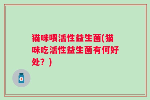 猫咪喂活性益生菌(猫咪吃活性益生菌有何好处？)