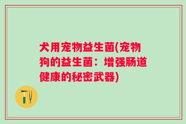 犬用宠物益生菌(宠物狗的益生菌：增强肠道健康的秘密武器)