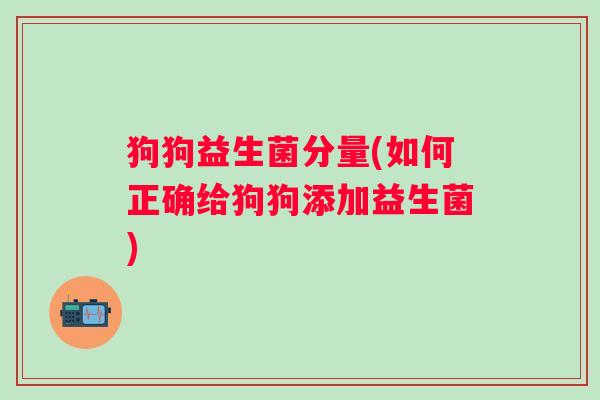 狗狗益生菌分量(如何正确给狗狗添加益生菌)