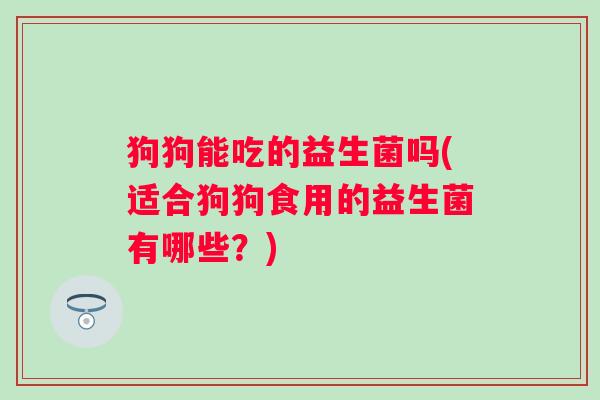 狗狗能吃的益生菌吗(适合狗狗食用的益生菌有哪些？)