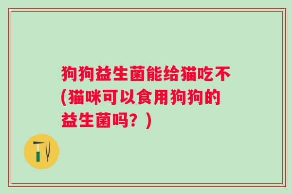 狗狗益生菌能给猫吃不(猫咪可以食用狗狗的益生菌吗？)