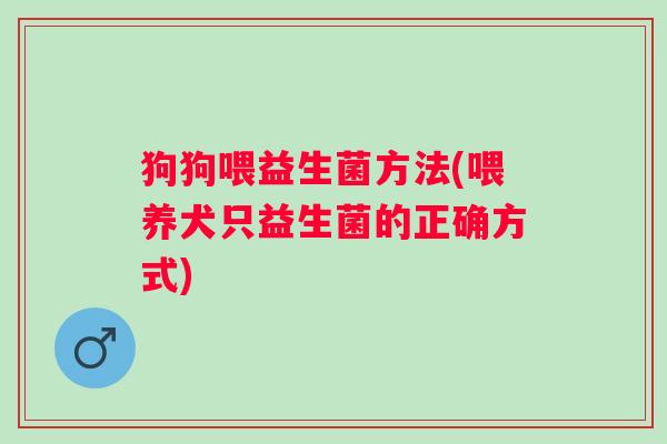 狗狗喂益生菌方法(喂养犬只益生菌的正确方式)