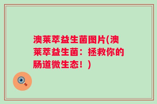澳莱萃益生菌图片(澳莱萃益生菌：拯救你的肠道微生态！)