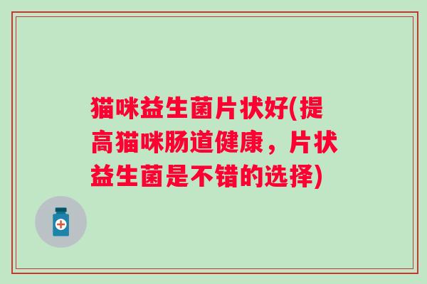 猫咪益生菌片状好(提高猫咪肠道健康，片状益生菌是不错的选择)