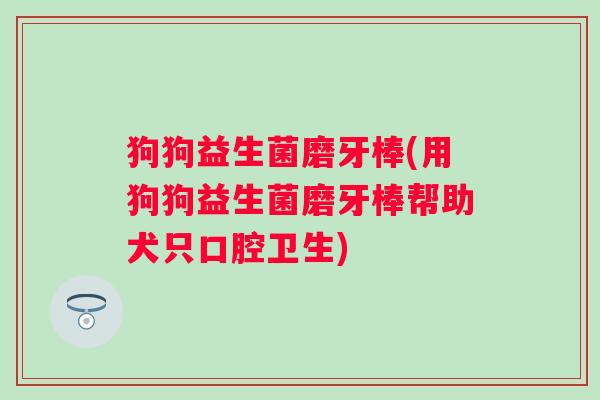 狗狗益生菌磨牙棒(用狗狗益生菌磨牙棒帮助犬只口腔卫生)