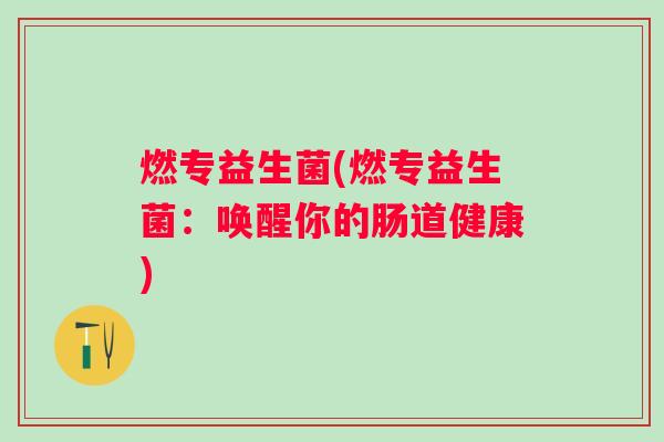 燃专益生菌(燃专益生菌：唤醒你的肠道健康)
