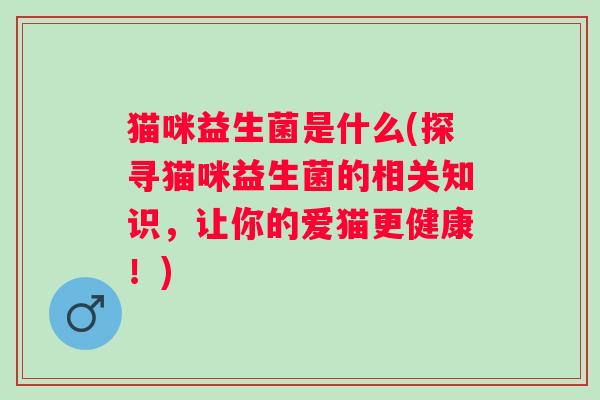 猫咪益生菌是什么(探寻猫咪益生菌的相关知识，让你的爱猫更健康！)