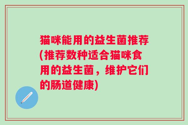 猫咪能用的益生菌推荐(推荐数种适合猫咪食用的益生菌，维护它们的肠道健康)