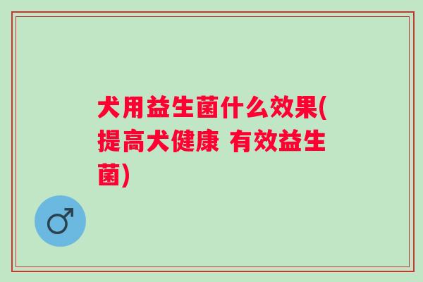 犬用益生菌什么效果(提高犬健康 有效益生菌)