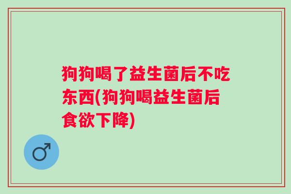 狗狗喝了益生菌后不吃东西(狗狗喝益生菌后食欲下降)
