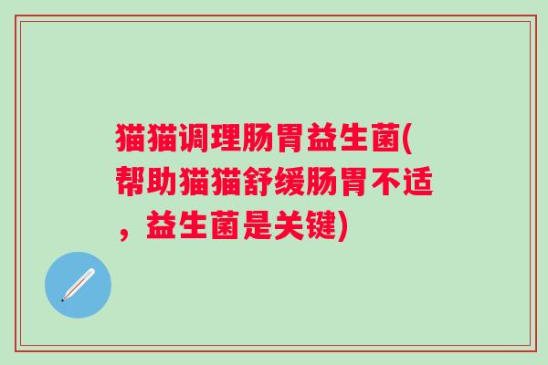 猫猫调理肠胃益生菌(帮助猫猫舒缓肠胃不适，益生菌是关键)