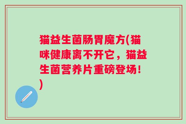 猫益生菌肠胃魔方(猫咪健康离不开它，猫益生菌营养片重磅登场！)