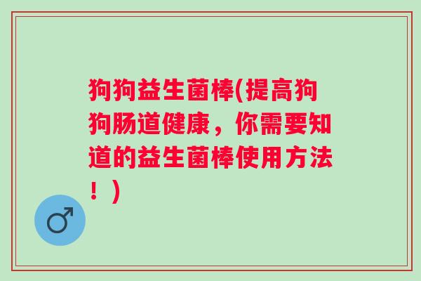 狗狗益生菌棒(提高狗狗肠道健康，你需要知道的益生菌棒使用方法！)