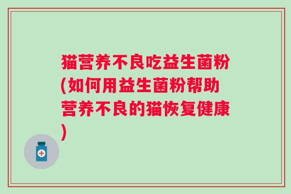 猫营养不良吃益生菌粉(如何用益生菌粉帮助营养不良的猫恢复健康)