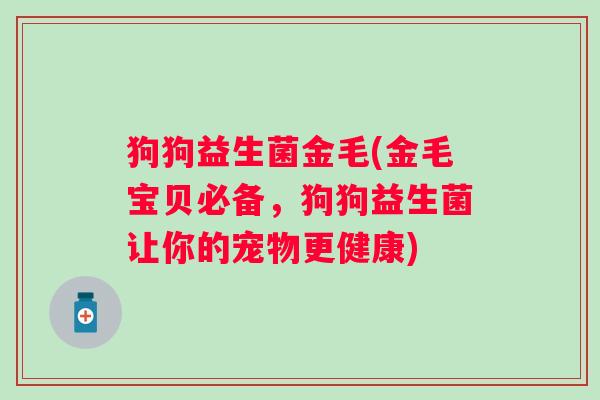 狗狗益生菌金毛(金毛宝贝必备，狗狗益生菌让你的宠物更健康)