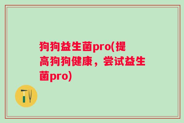 狗狗益生菌pro(提高狗狗健康，尝试益生菌pro)